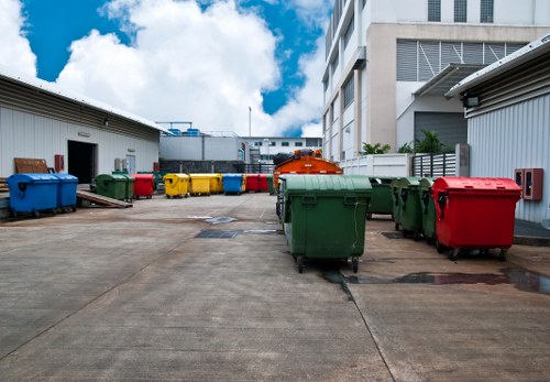 Demolition site with organized waste removal